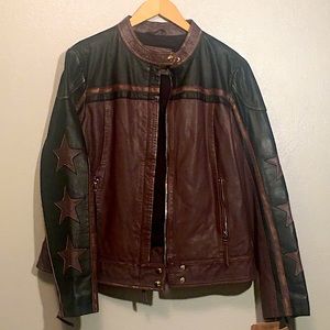 Leather Stars and Stripes Motorcycle Jacket